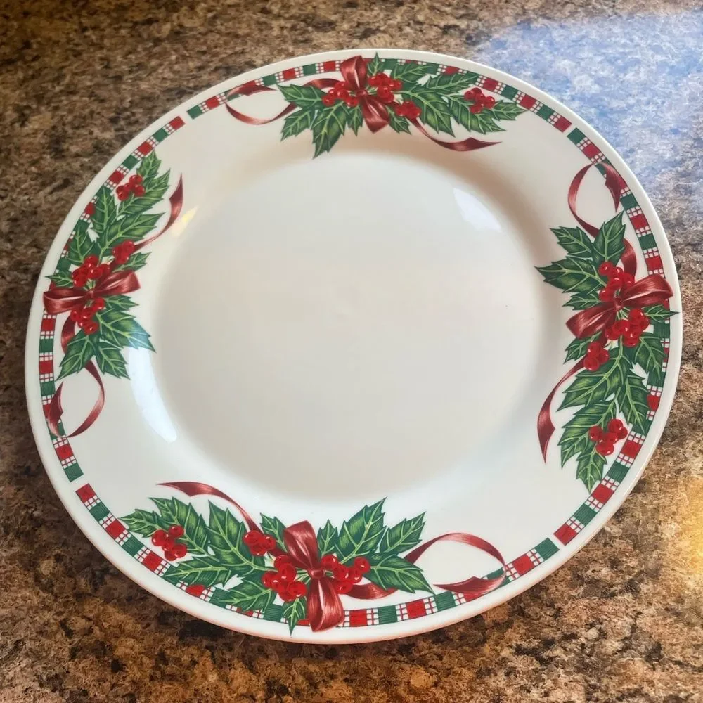 Home Essentials Tartan Ribbon Dinner Plate‎ christmas holiday replacement